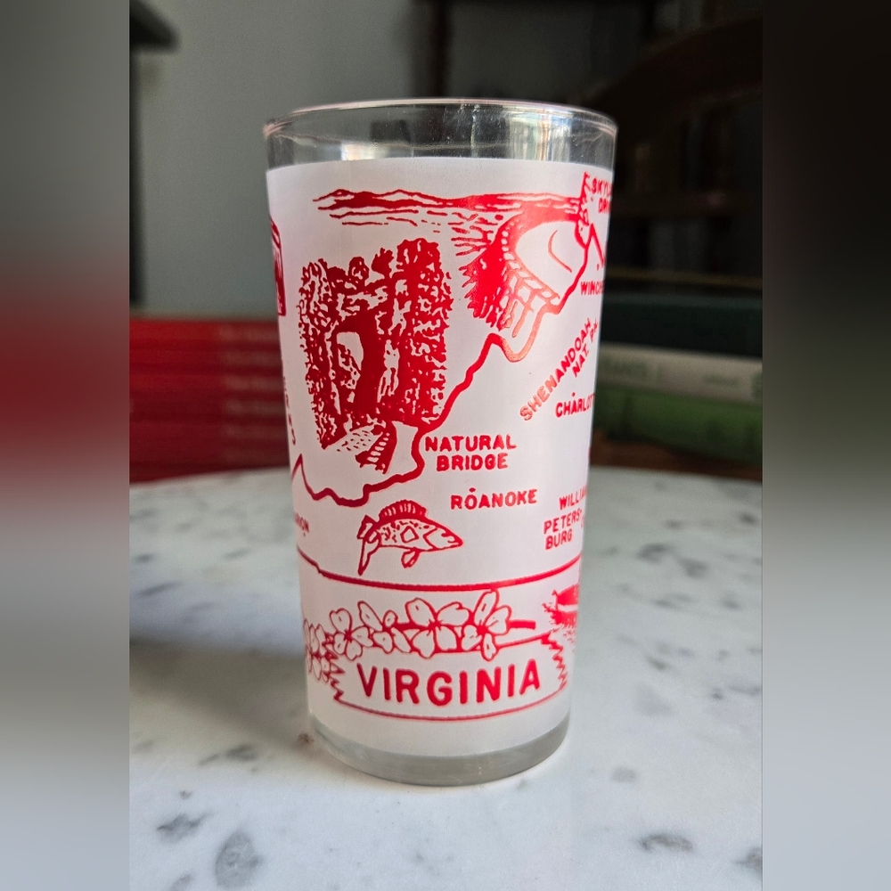 Virginia Hazel-Atlas Vintage Souvenir Frosted Glass Tumbler